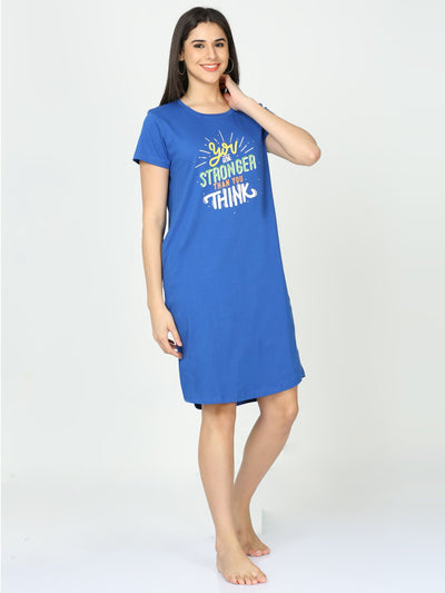 Hosiery Cotton Short Nighty Indigo Blue