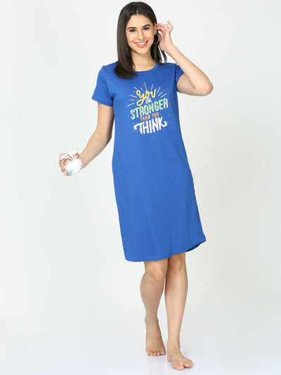Hosiery Cotton Short Nighty Indigo Blue