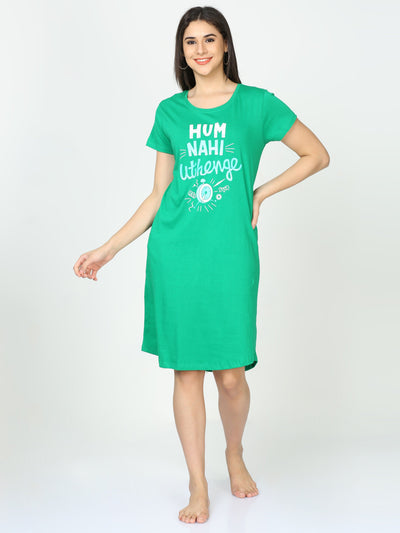Hosiery Cotton Short Nighty Persian Green