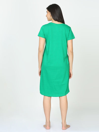 Hosiery Cotton Short Nighty Persian Green