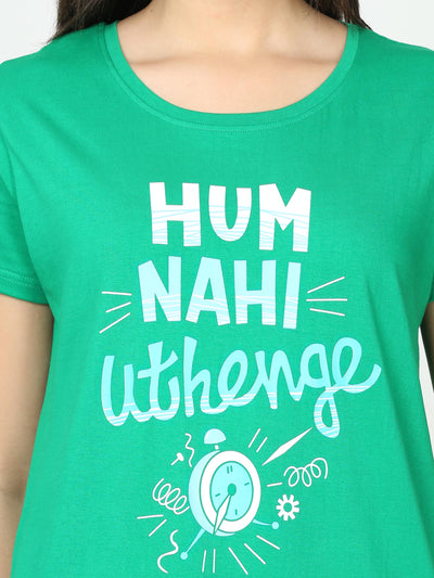 Hosiery Cotton Short Nighty Persian Green