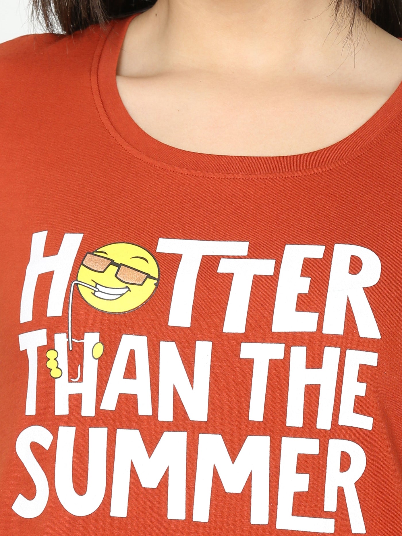Hosiery Cotton Short Nighty Fire Brick