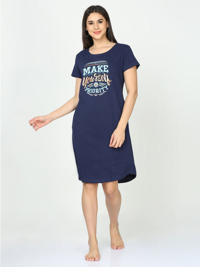 Hosiery Cotton Short Nighty Admiral Blue