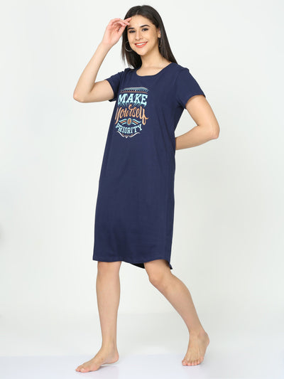 Hosiery Cotton Short Nighty Admiral Blue