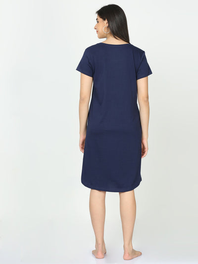 Hosiery Cotton Short Nighty Admiral Blue