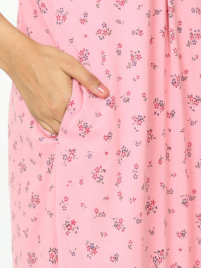 Cotton Blend Maternity Feeding Nighty Bubble Pink