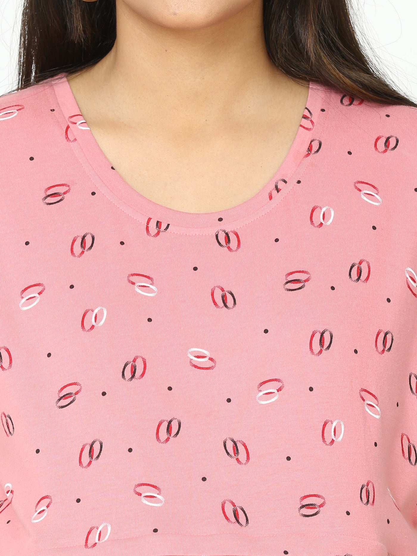 Hosiery Cotton Maternity Nighty Coral Pink