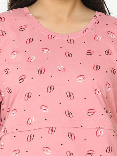 Hosiery Cotton Maternity Nighty Coral Pink