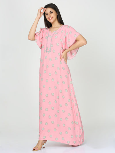 Rayon Designer Nighty Baby Pink