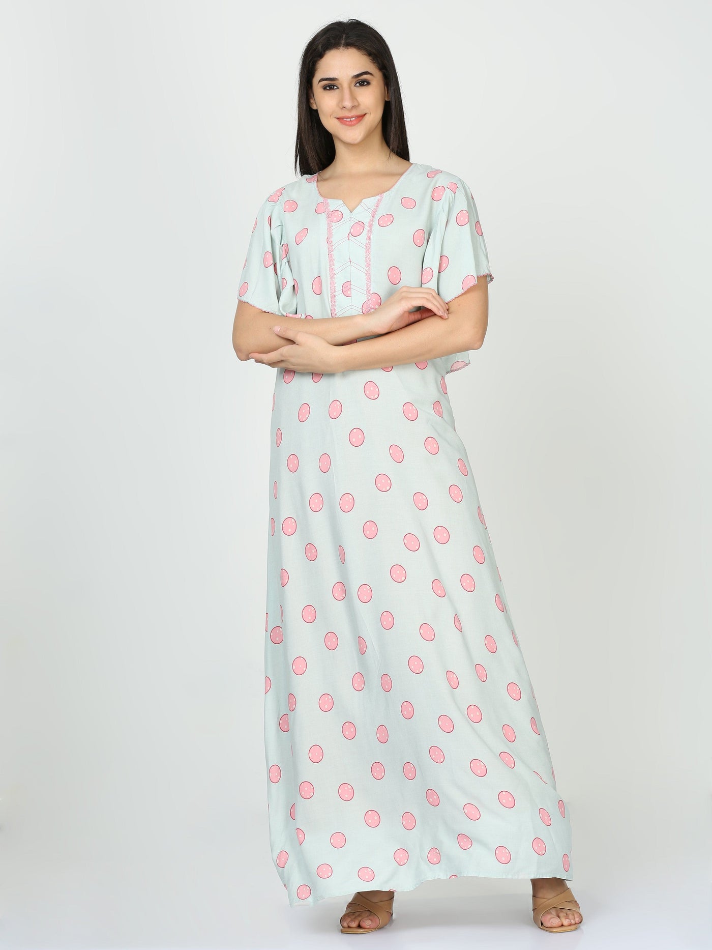 Rayon Designer Nighty Mint Green