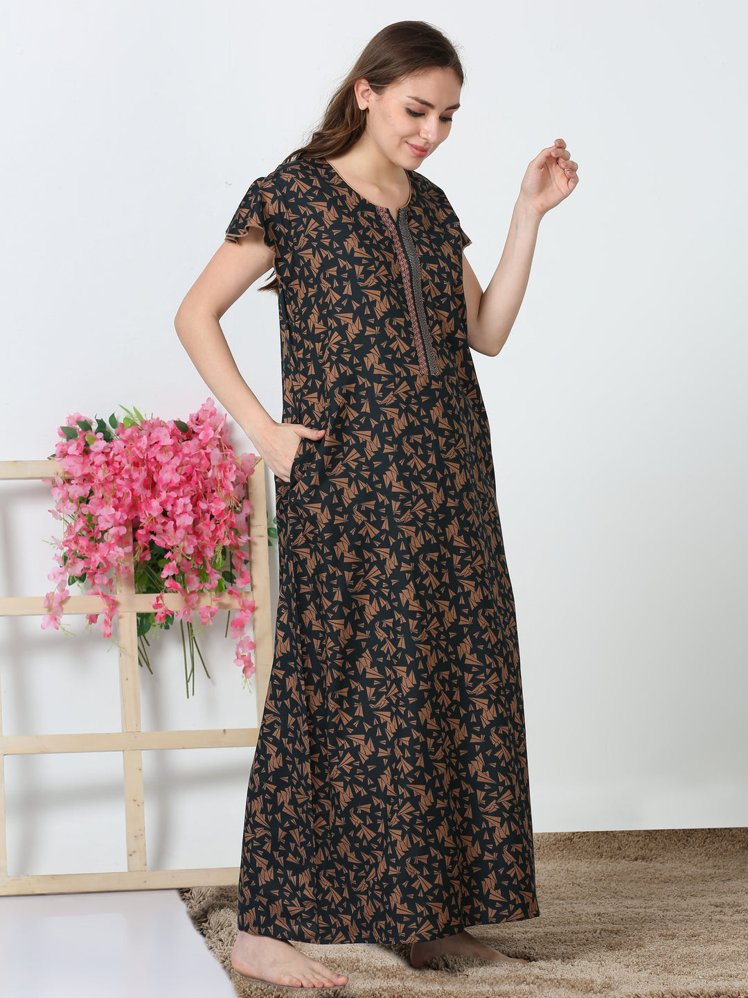  Poly Viscose Nighty  Nighttime Bliss,Anytime Chic: Experience our New P.V Nighty - 9shines label 