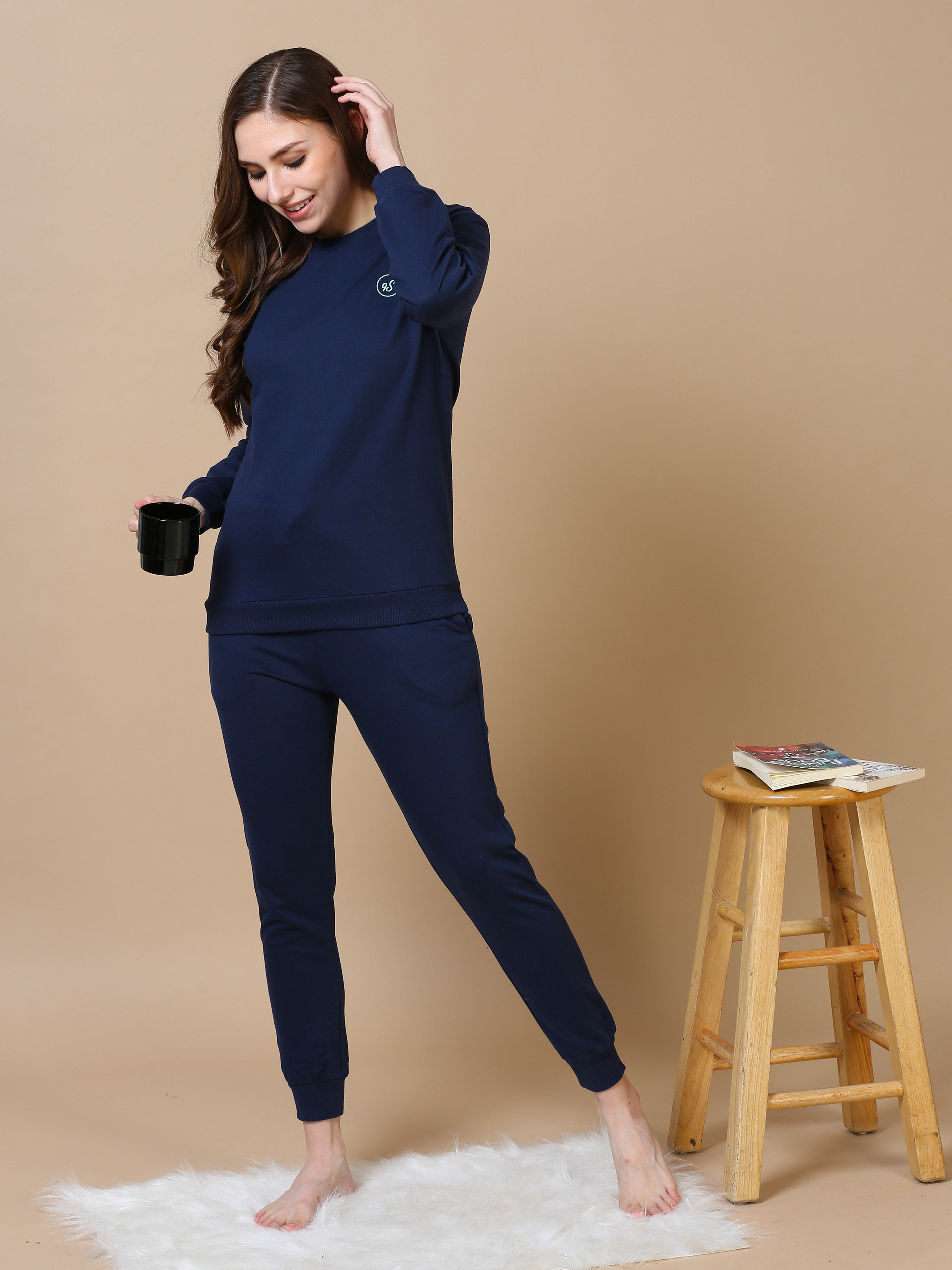 Navy blue jogger set deals