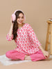 Pure Cotton Pink Flower Night Suit Sets