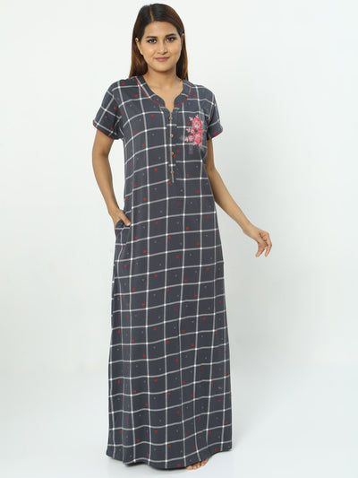 Hosiery Cotton Designer Grey Nighty