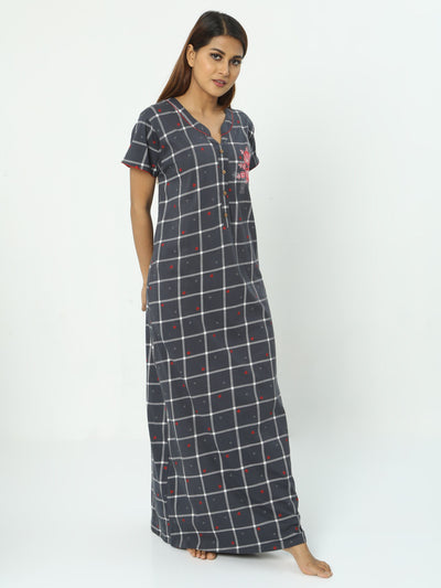 Hosiery Cotton Designer Grey Nighty