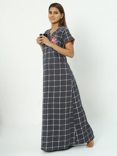 Hosiery Cotton Designer Grey Nighty