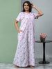 Pure Cotton Light Pink Chikankari Nighty with Pocket for Women