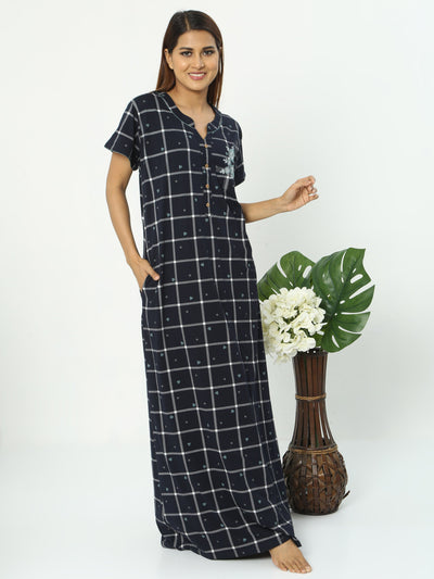 Hosiery Cotton Designer Black Nighty