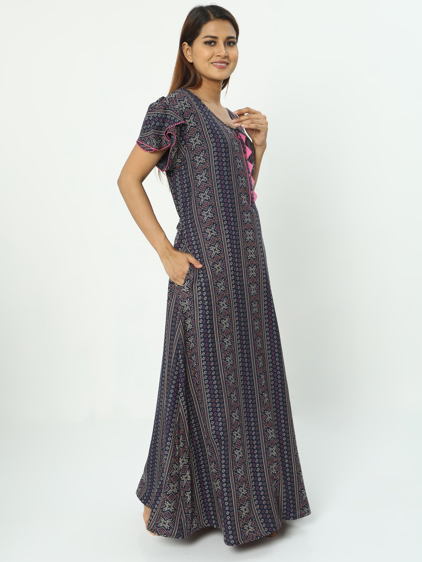 Alpine Maxi Designer Nighty Navy Blue