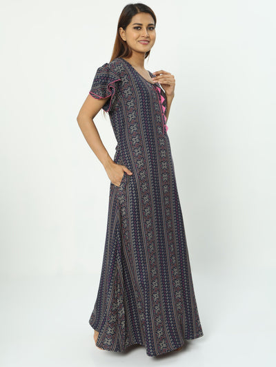 Alpine Maxi Designer Nighty Navy Blue