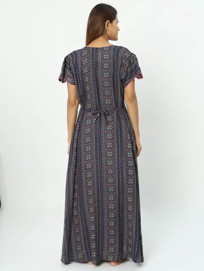 Alpine Maxi Designer Nighty Navy Blue