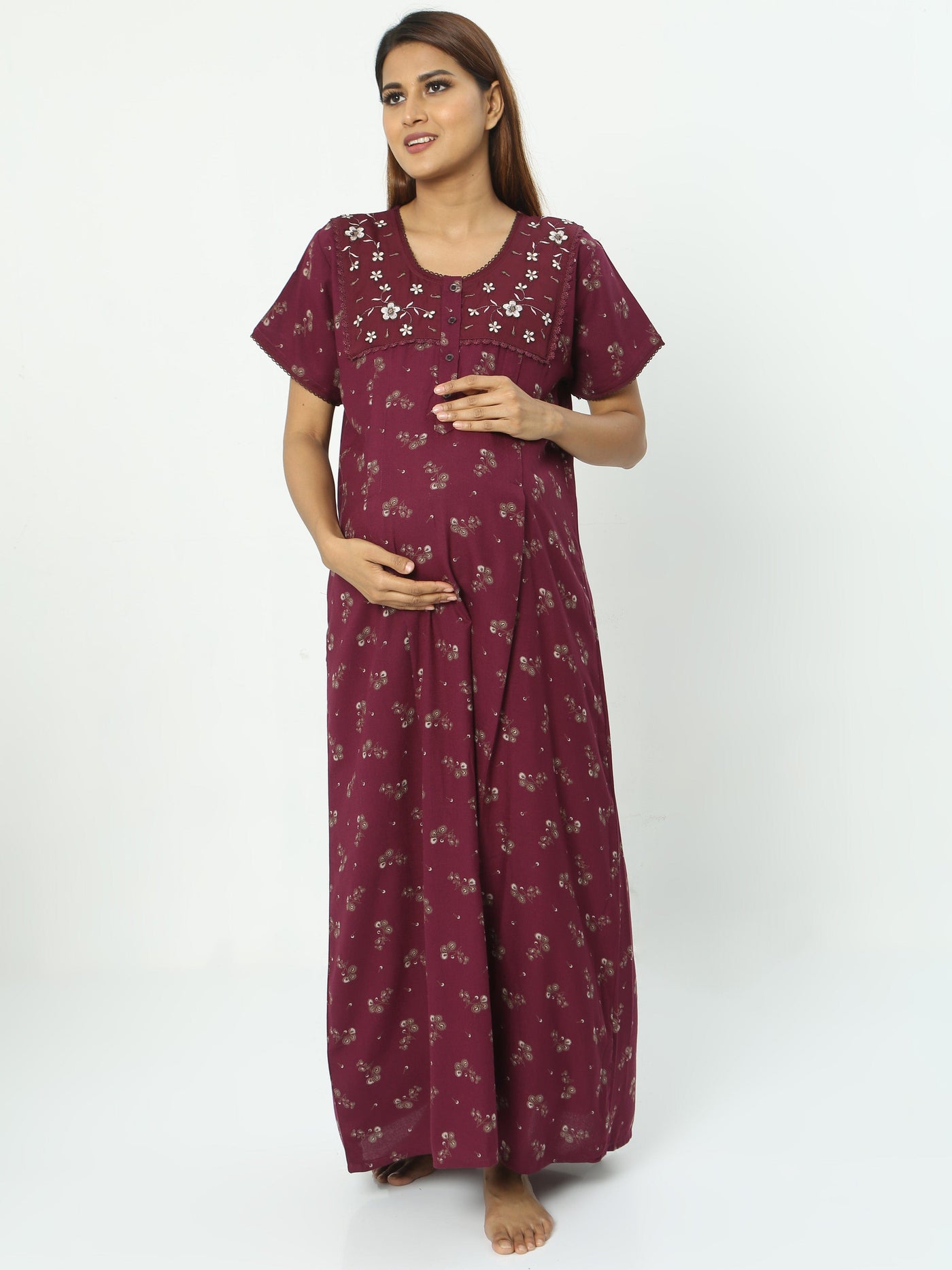 Alpine Maternity Feeding Maxi Nighty Purple