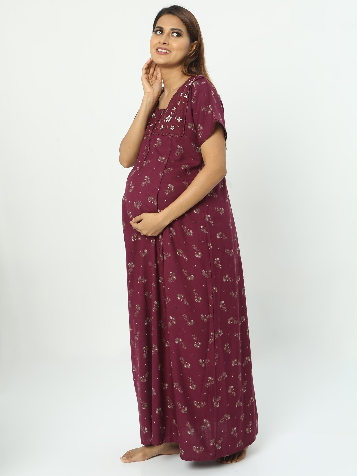 Alpine Maternity Feeding Maxi Nighty Purple