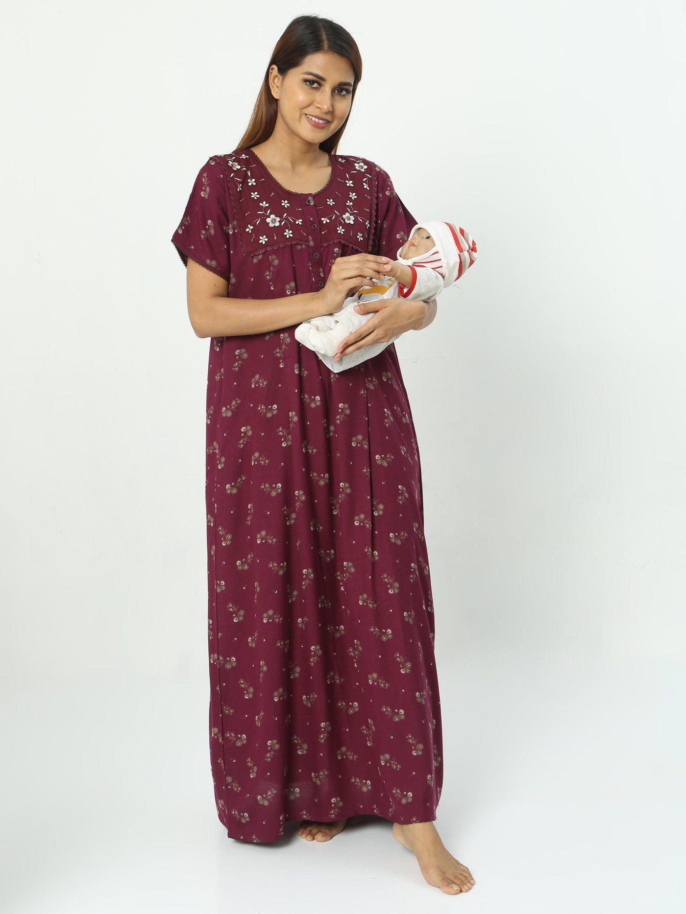 Alpine Maternity Feeding Maxi Nighty Purple