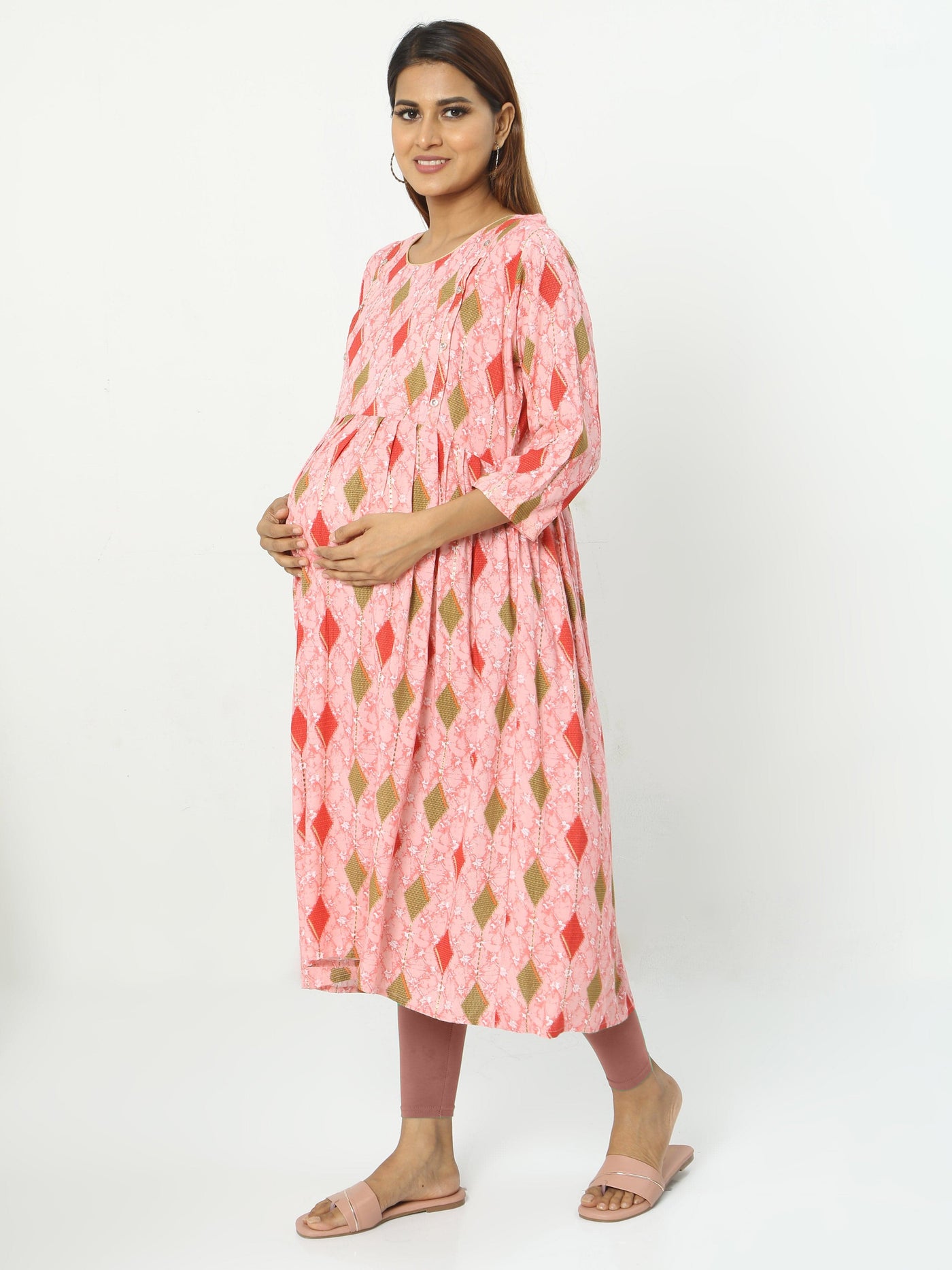 Rayon Maternity Feeding Kurti Baby Pink