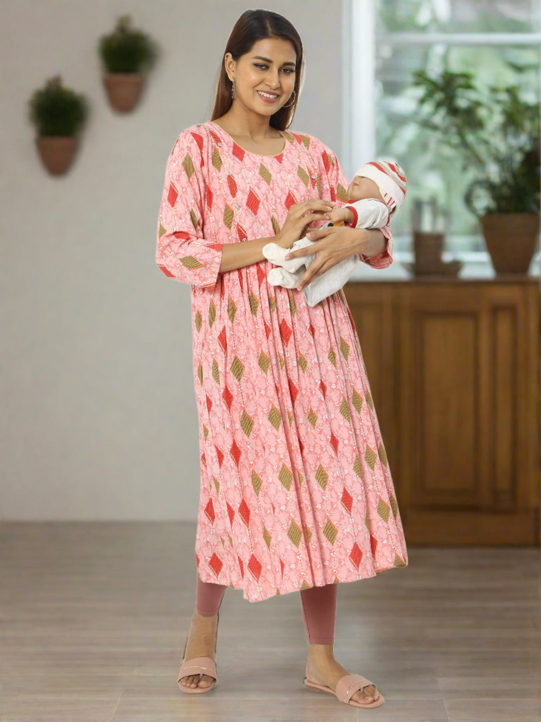  Maternity Kurti  Buy Rayon Maternity Feeding Baby Pink Kurti- 9shines label 