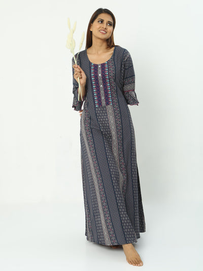 Alpine Maxi Designer Nighty Mountain Blue