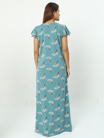 Hosiery Cotton Designer Nighty Green
