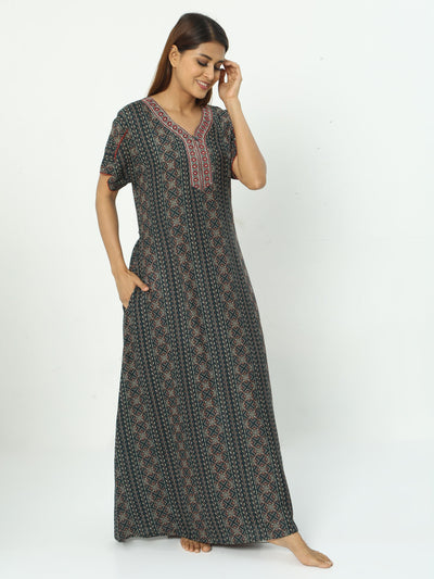 Alpine Maxi Designer Nighty Green