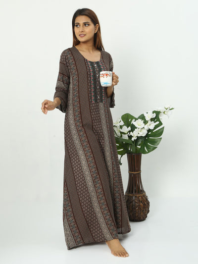 Alpine Maxi Designer Nighty Coffee