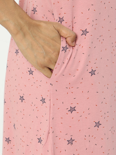 Hosiery Cotton Designer Nighty Peach