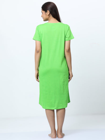 Hosiery Cotton Short Nighty Plus Size Neon Green