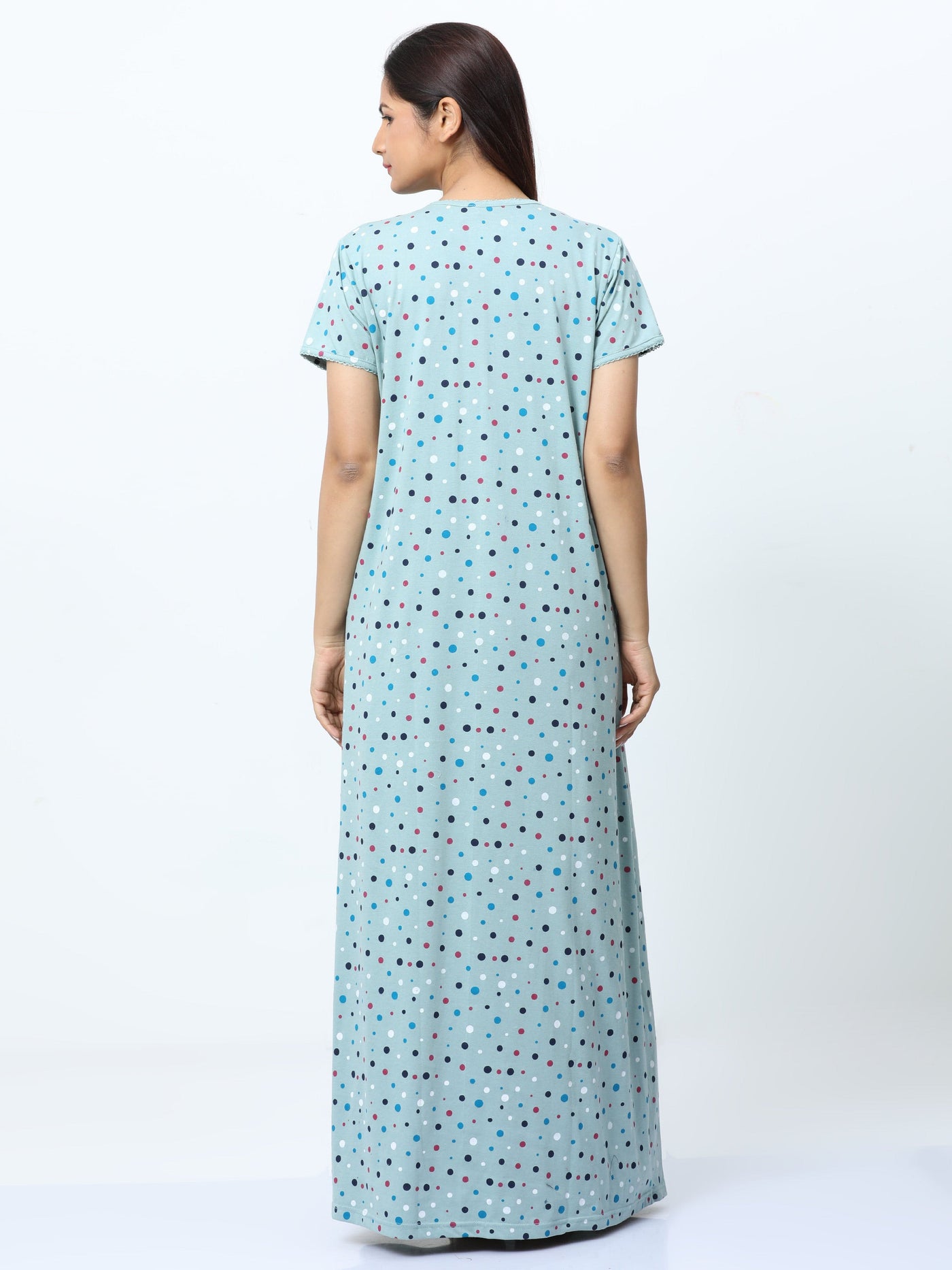 Cotton Blend Maternity Feeding Nighty Sky Blue