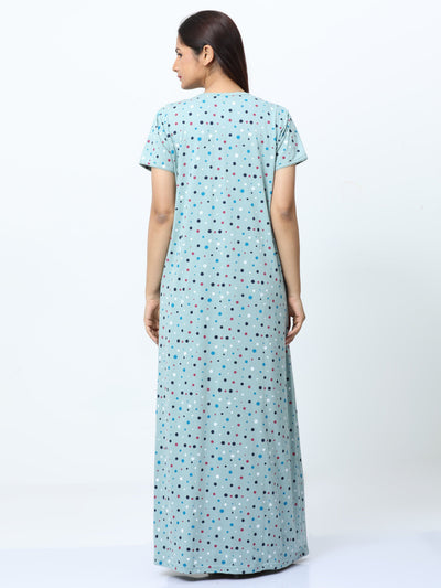 Cotton Blend Maternity Feeding Nighty Sky Blue