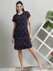 Midnight Blue Cotton Plus Size Short Nighty for Stylish Sleep