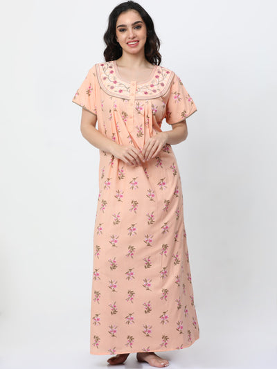 Polyester Viscose Designer Nighty Light Orange