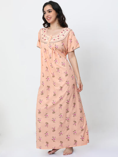 Polyester Viscose Designer Nighty Light Orange