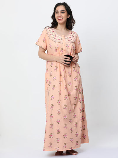 Polyester Viscose Designer Nighty Light Orange
