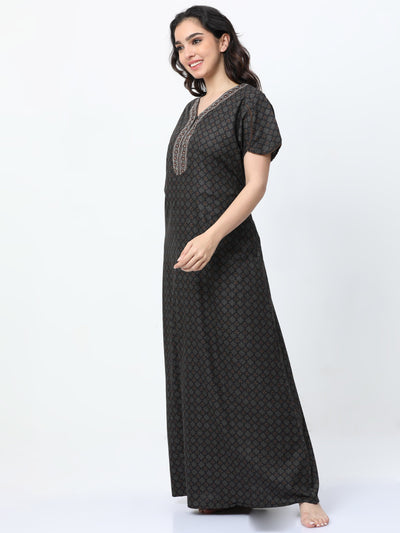 Polyester Viscose Designer Nighty Coffee