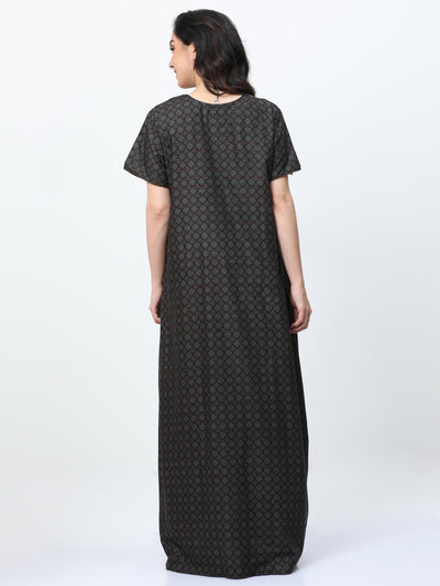 Polyester Viscose Designer Nighty Coffee