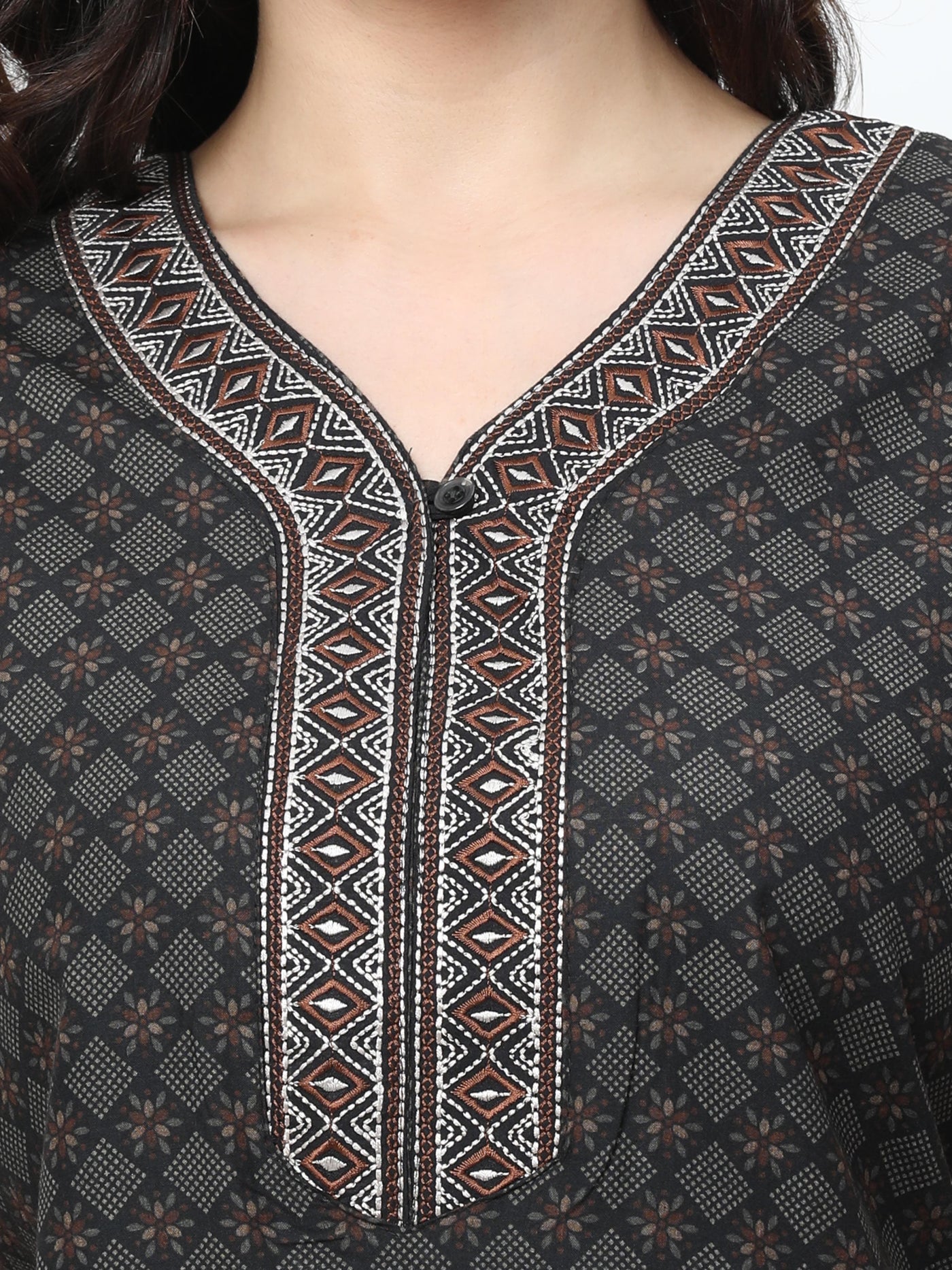 Polyester Viscose Designer Nighty Coffee