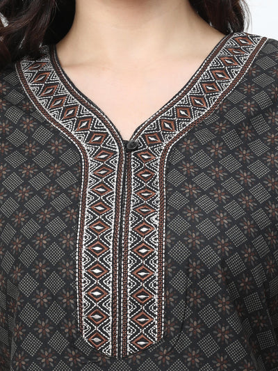 Polyester Viscose Designer Nighty Coffee
