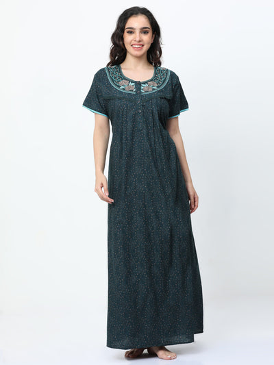 Polyester Viscose Designer Nighty Green