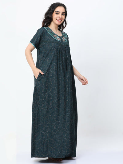 Polyester Viscose Designer Nighty Green