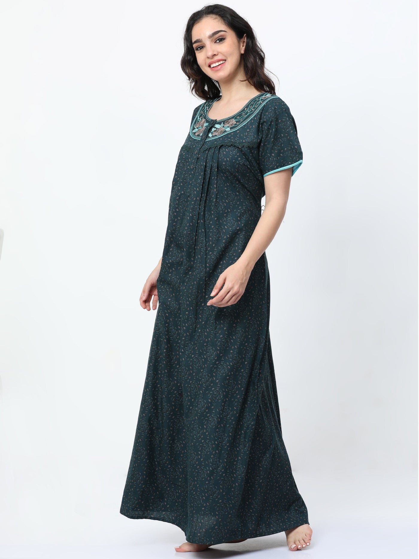 Polyester Viscose Designer Nighty Green