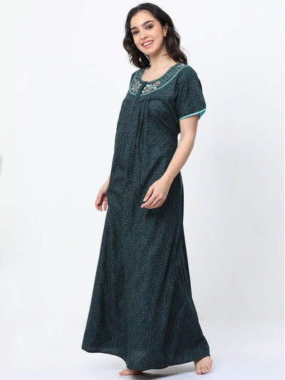 Polyester Viscose Designer Nighty Green